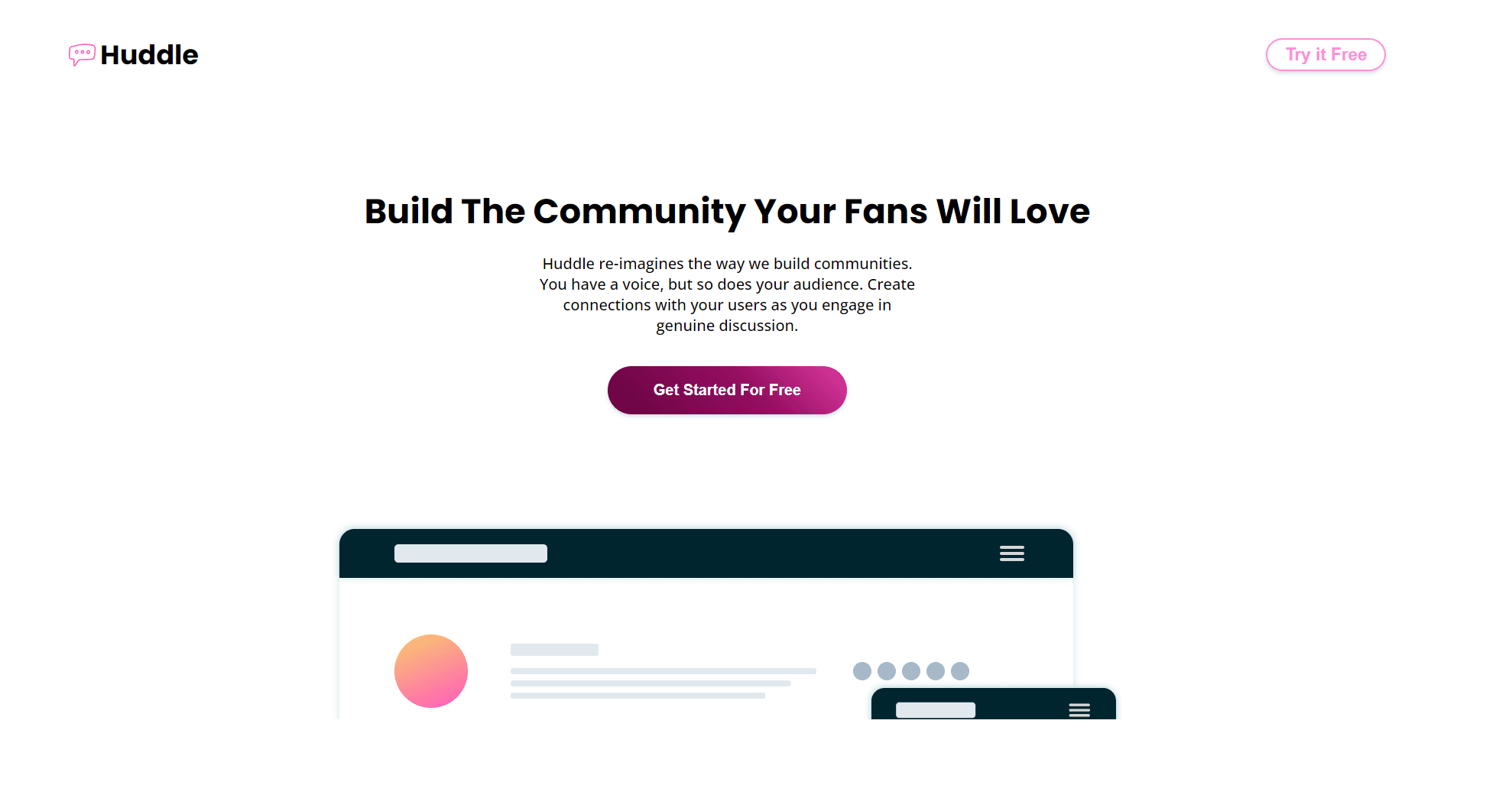 Huddle Landing Page Preview